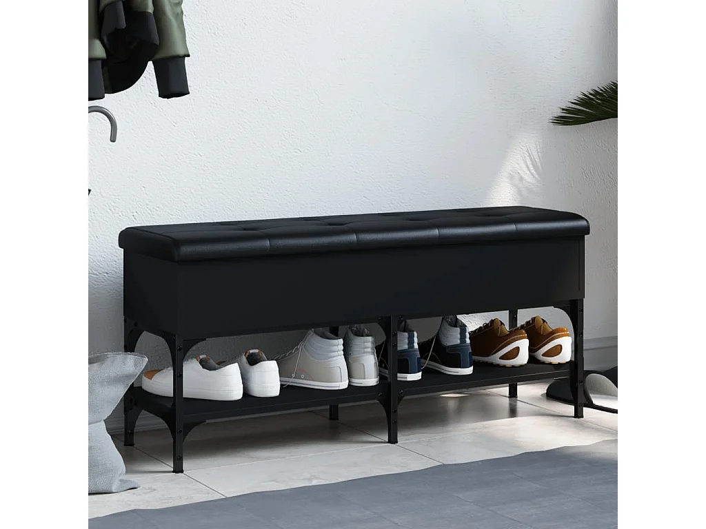 Schoenenbank 102x32x45 cm bewerkt hout zwart