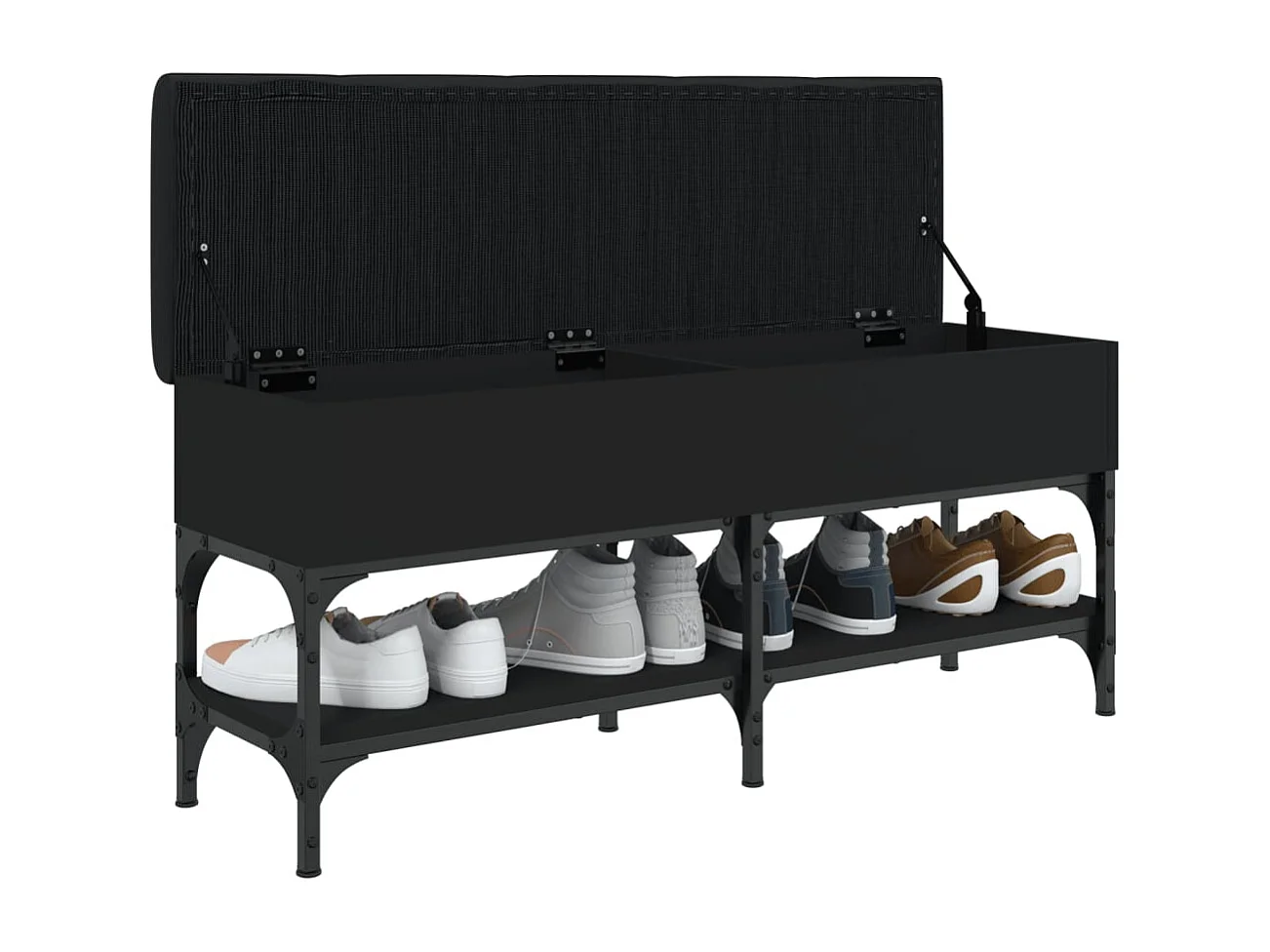 Banc à chaussures noir 102x32x45 cm bois d'ingénierie