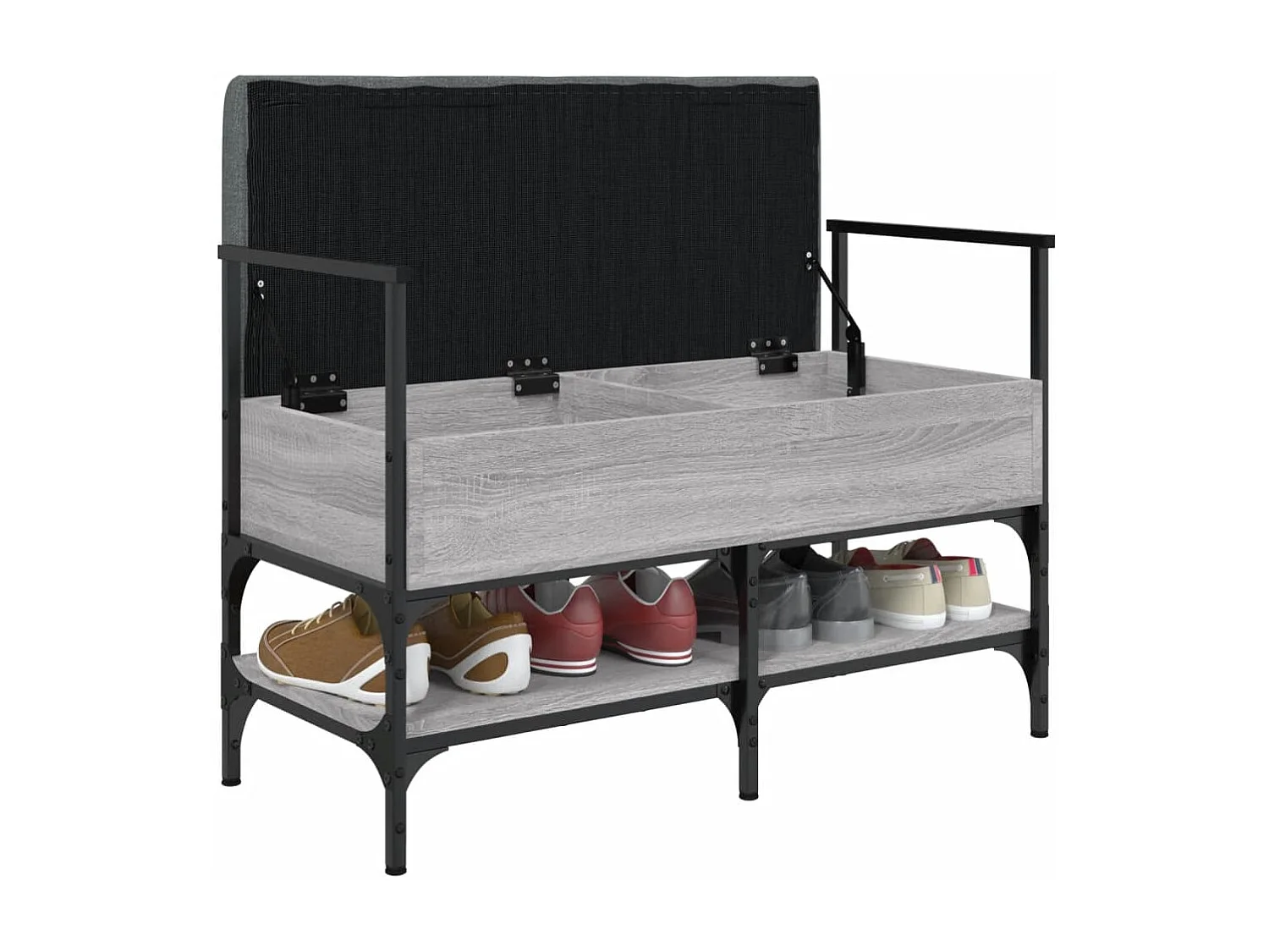 Schoenenbank 85,5x42x57,5 cm bewerkt hout grijs sonoma