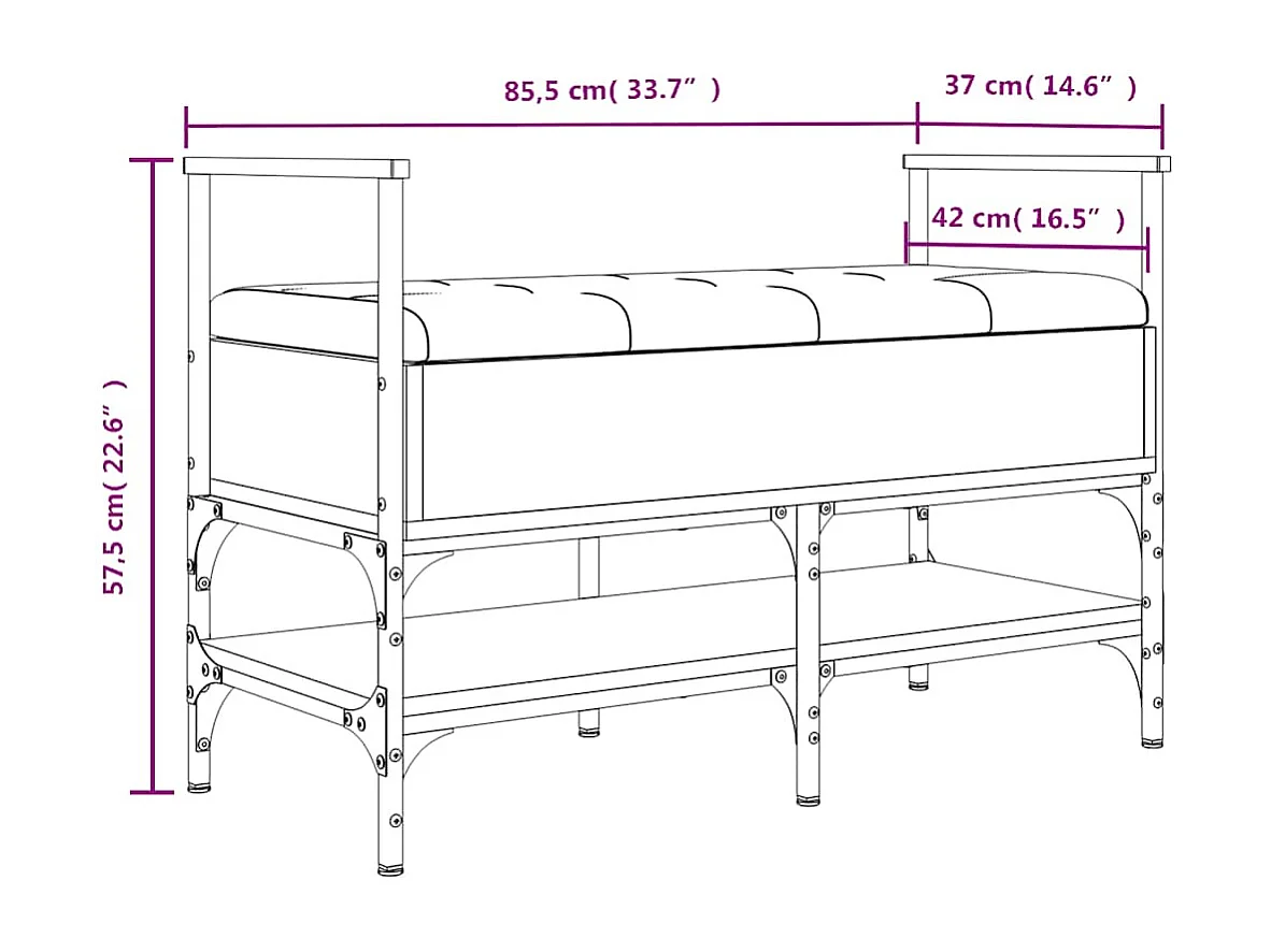 Schoenenbank 85,5x42x57,5 cm bewerkt hout grijs sonoma