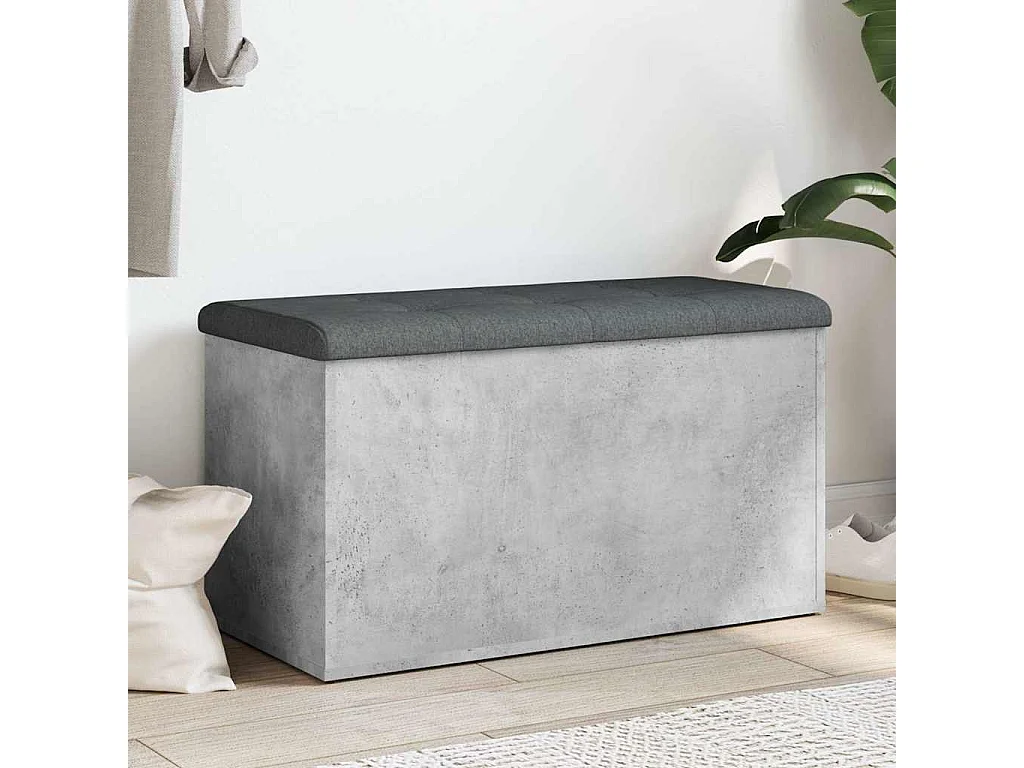 Sitzbank mit Stauraum Betongrau 82x42x45 cm Holzwerkstoff
