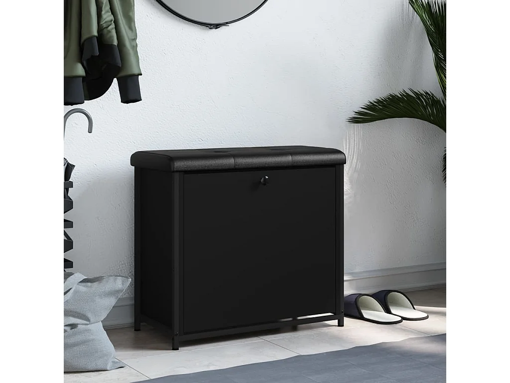 Schuhbank mit Klappe Schwarz 62x32x56 cm