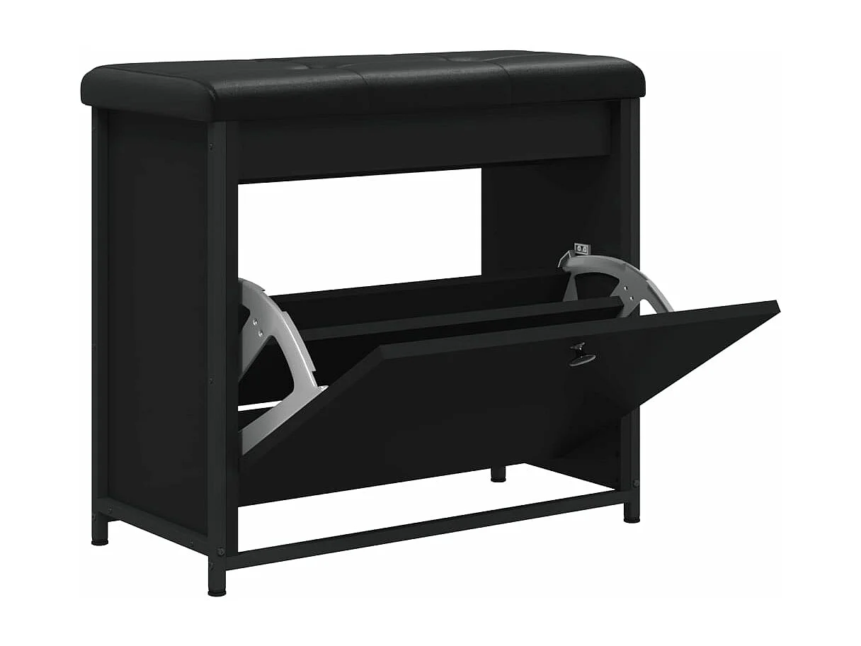 Schoenenbankje met klaplade 62x32x56 cm zwart