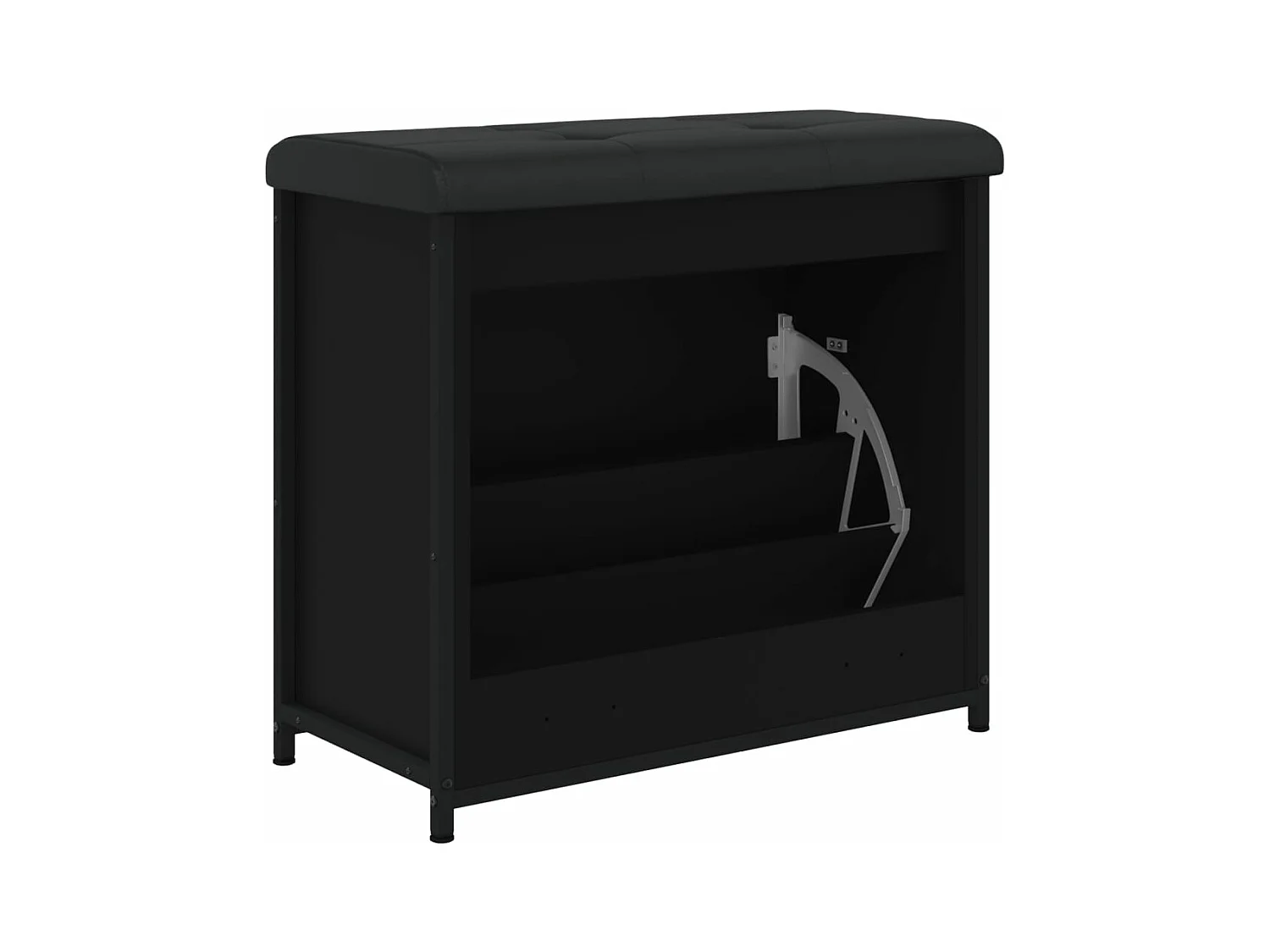 Schoenenbankje met klaplade 62x32x56 cm zwart