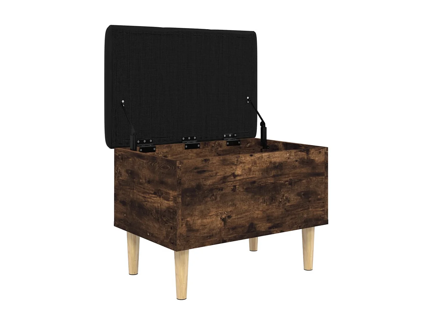 Opbergbankje 62x42x46 cm bewerkt hout gerookt eikenkleurig