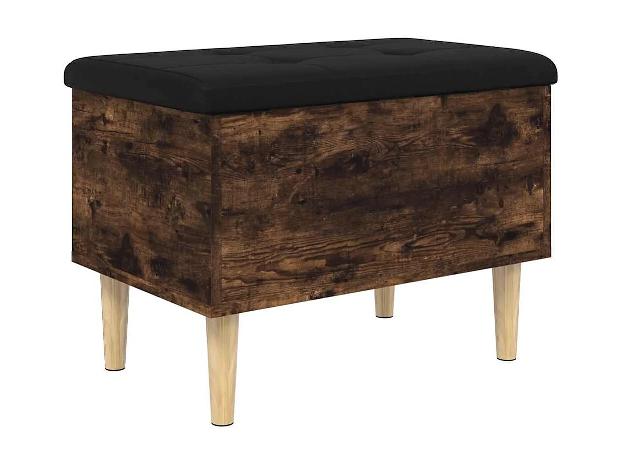 Banco con almacenaje madera ingeniería roble ahumado 62x42x46cm