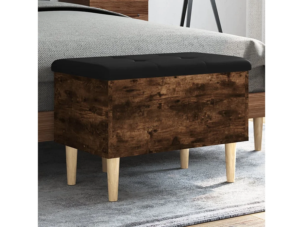 Banc de rangement chêne fumé 62x42x46 cm bois d'ingénierie