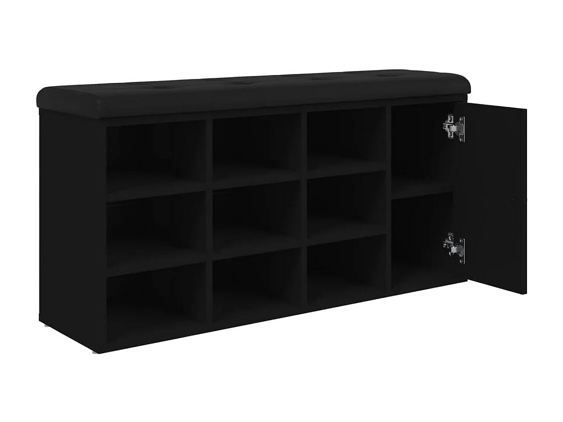 Banc à chaussures noir 102x32x50 cm bois d'ingénierie