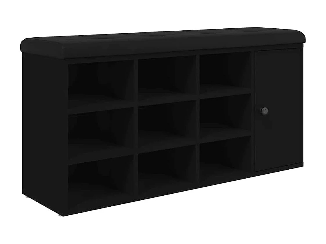 Banc à chaussures noir 102x32x50 cm bois d'ingénierie