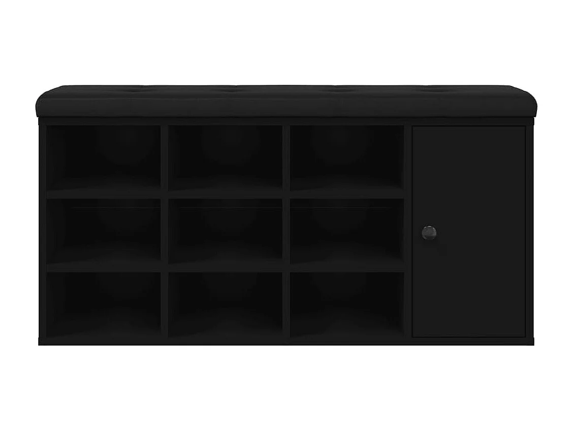 Banc à chaussures noir 102x32x50 cm bois d'ingénierie