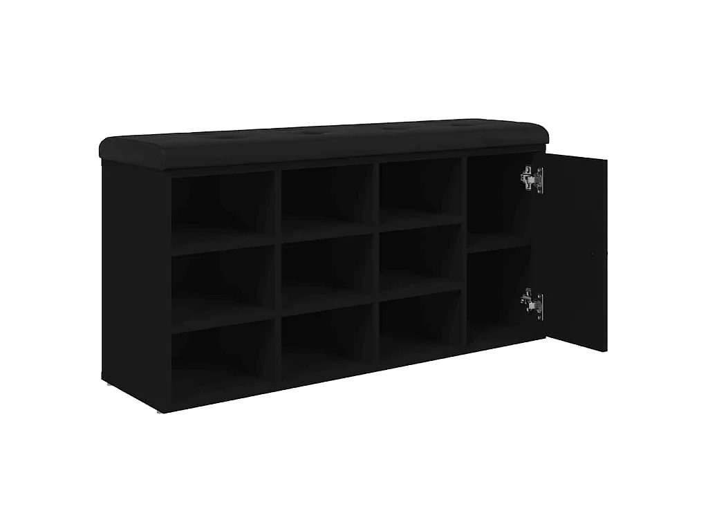Banc à chaussures noir 102x32x50 cm bois d'ingénierie