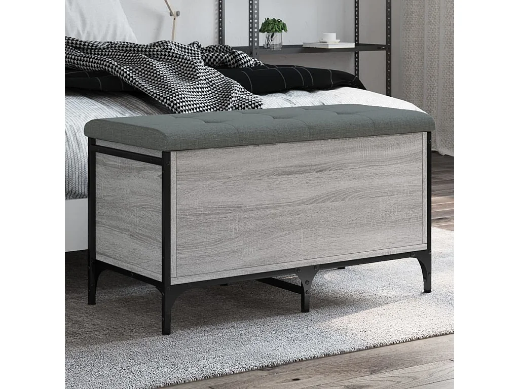Opbergbankje 82x42x45 cm bewerkt hout grijs sonoma eikenkleurig