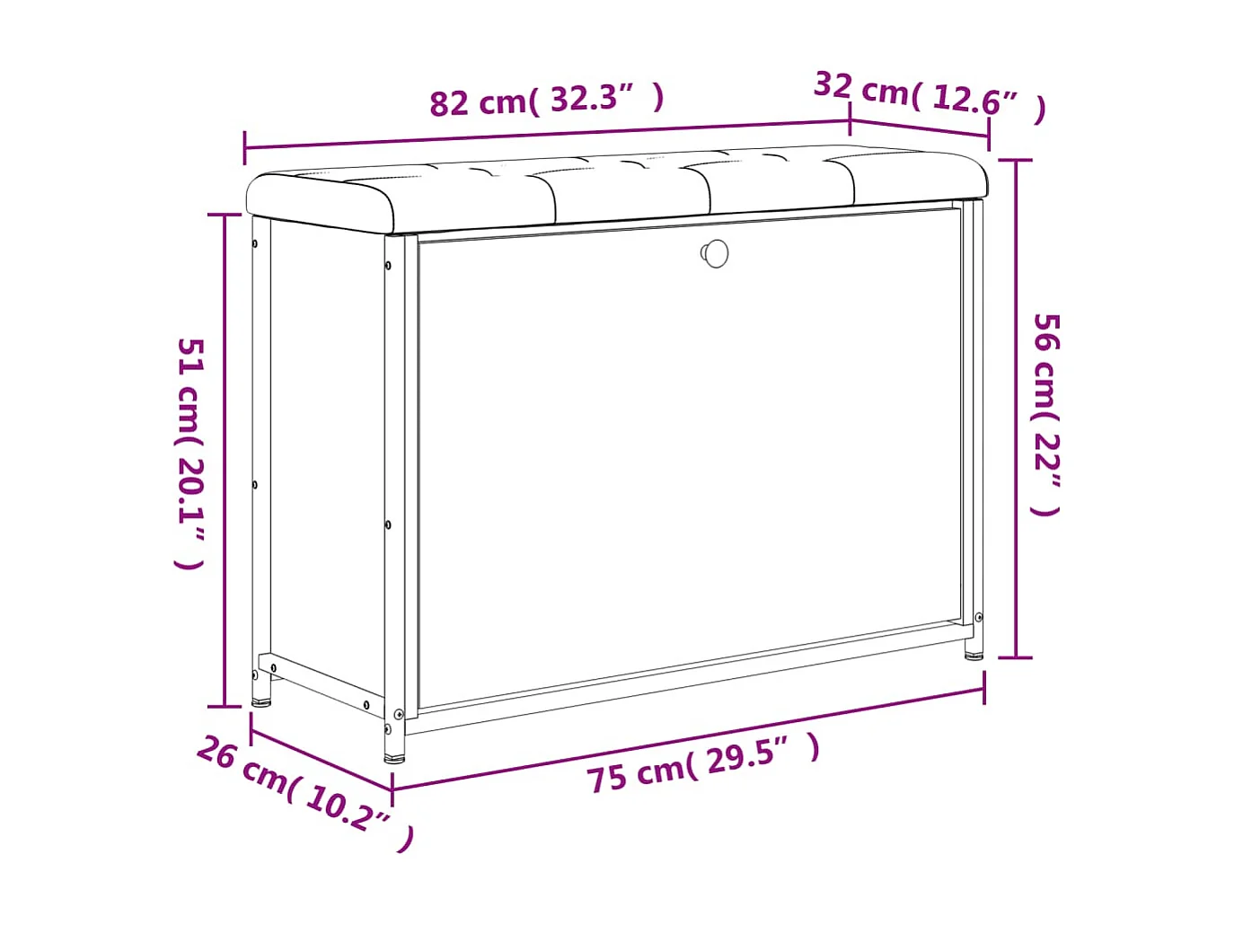 Banco sapateira c/ gaveta articulada 82x32x56cm carvalho sonoma