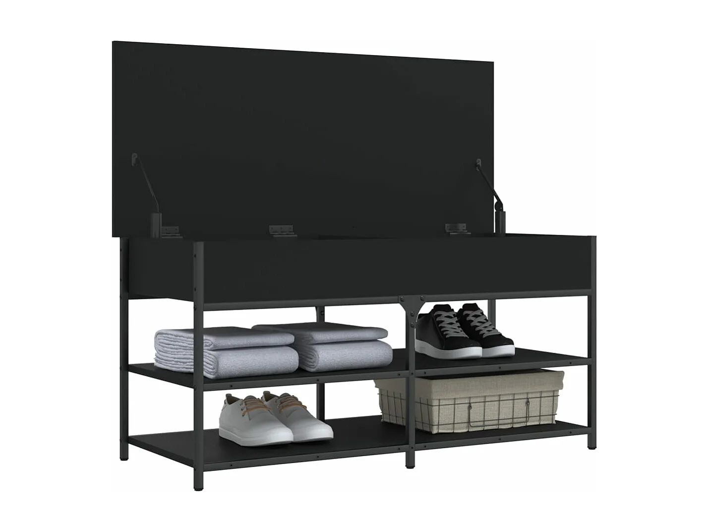 Banc à chaussures noir 100x42,5x50 cm bois d'ingénierie