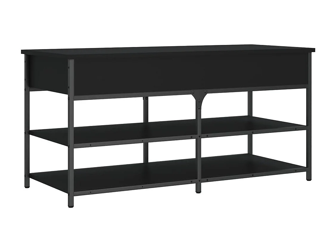 Banc à chaussures noir 100x42,5x50 cm bois d'ingénierie