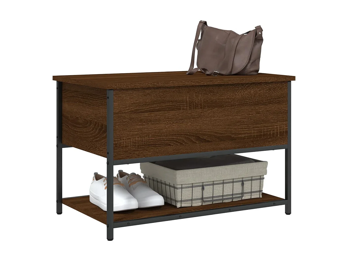 Banc de rangement chêne marron 70x42,5x47 cm bois d'ingénierie