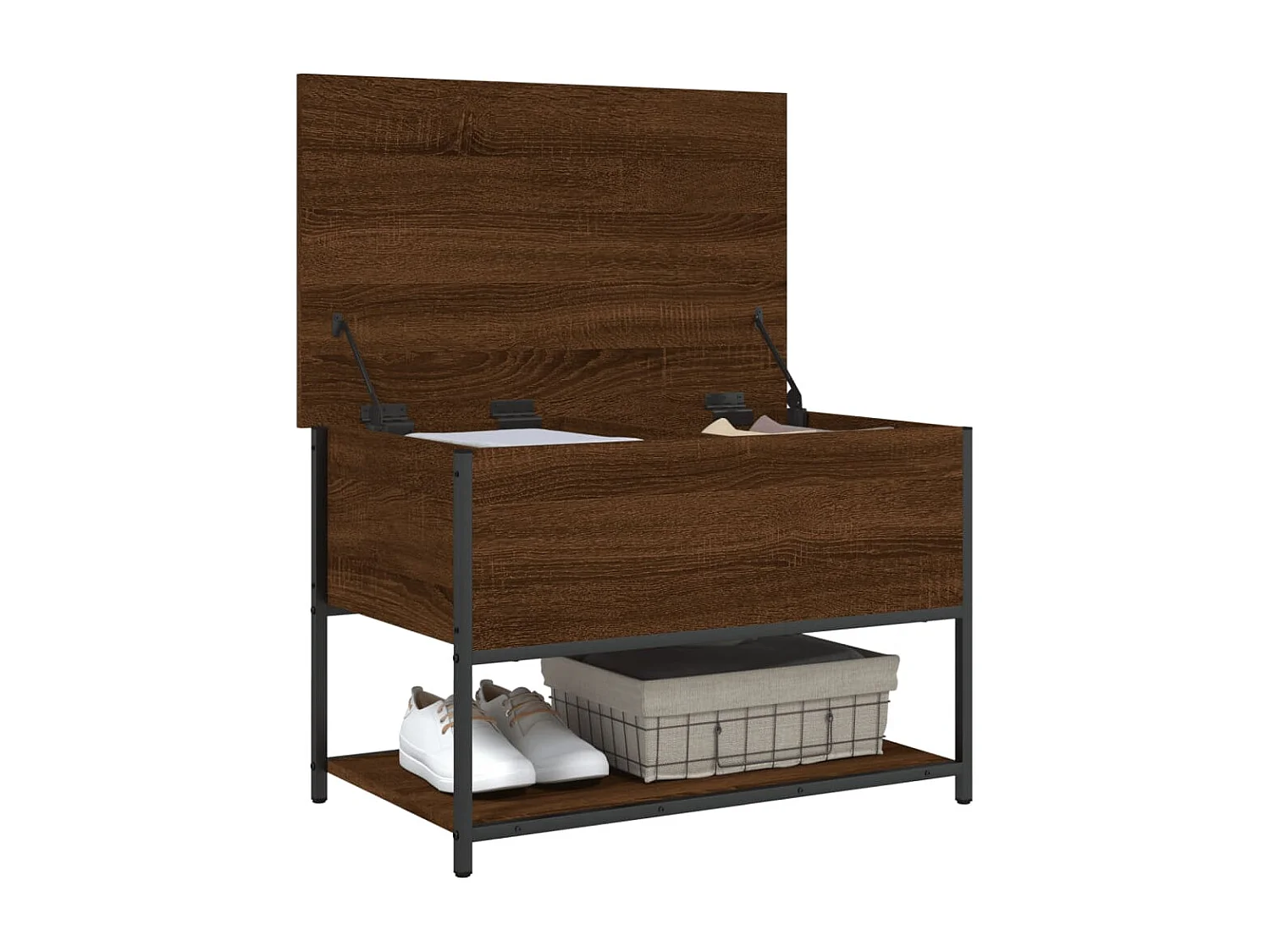 Banc de rangement chêne marron 70x42,5x47 cm bois d'ingénierie