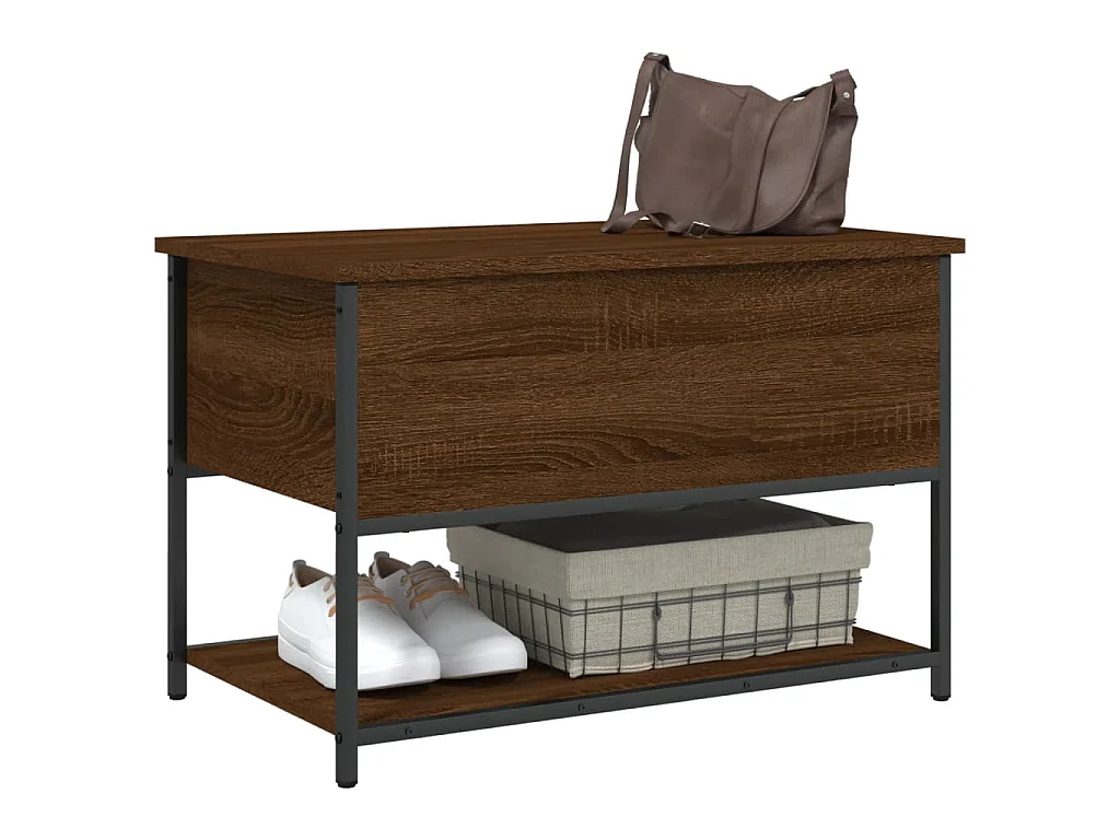 Banc de rangement chêne marron 70x42,5x47 cm bois d'ingénierie