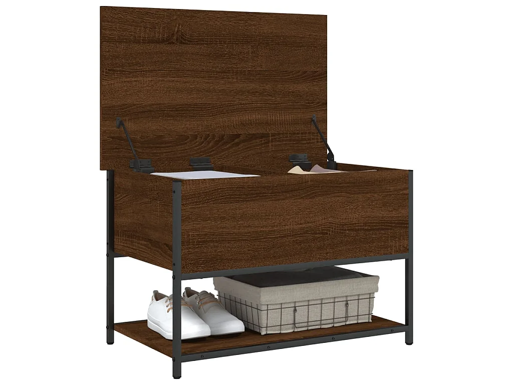 Banc de rangement chêne marron 70x42,5x47 cm bois d'ingénierie