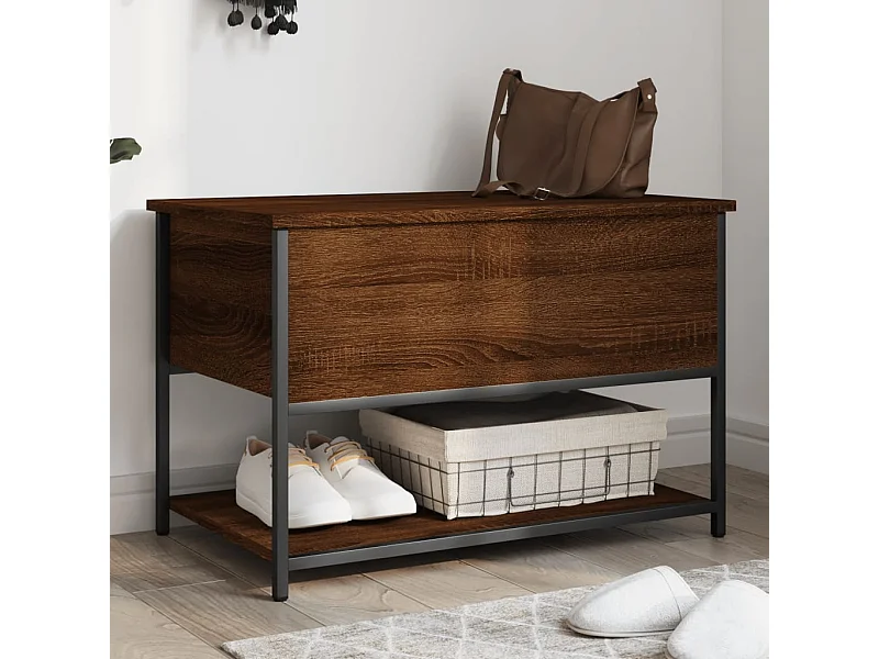 Sitzbank mit Stauraum Braun Eiche 70x42,5x47 cm Holzwerkstoff