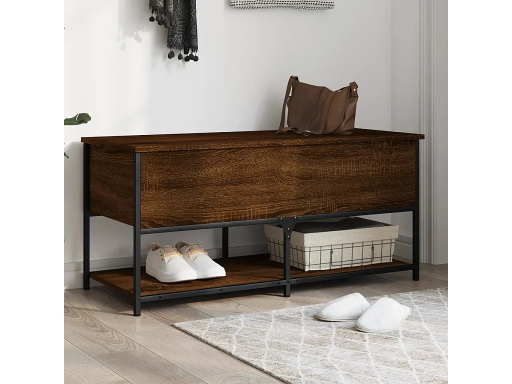 Banc de rangement chêne marron 100x42,5x47 cm bois d'ingénierie