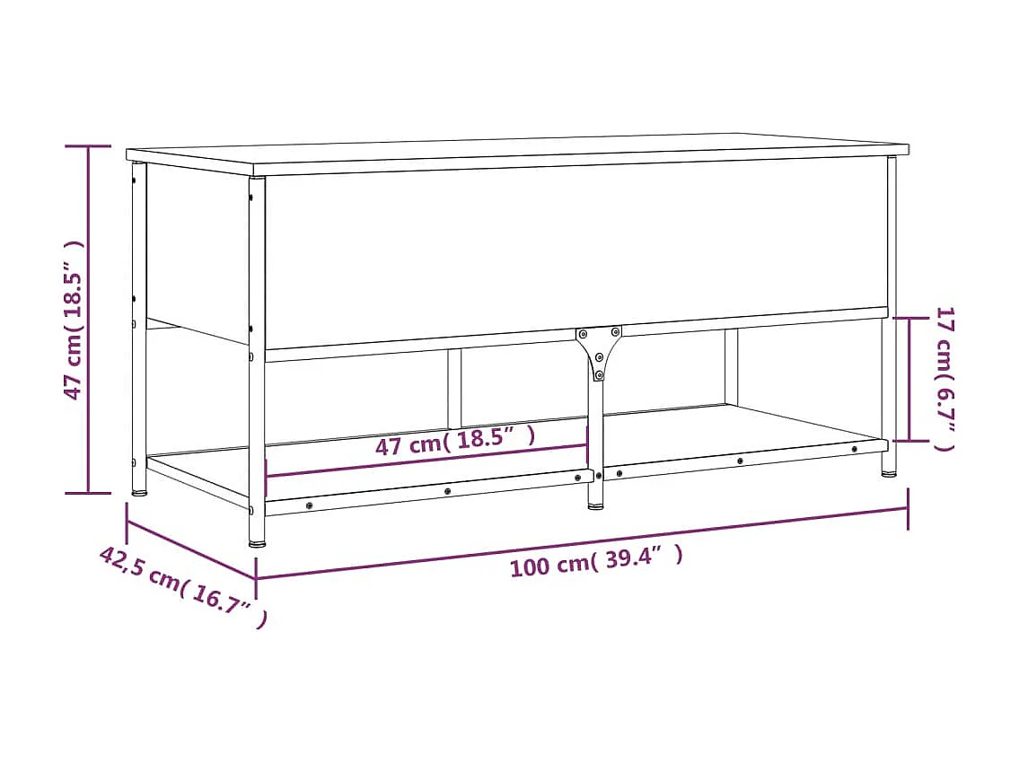 Banc de rangement chêne marron 100x42,5x47 cm bois d'ingénierie