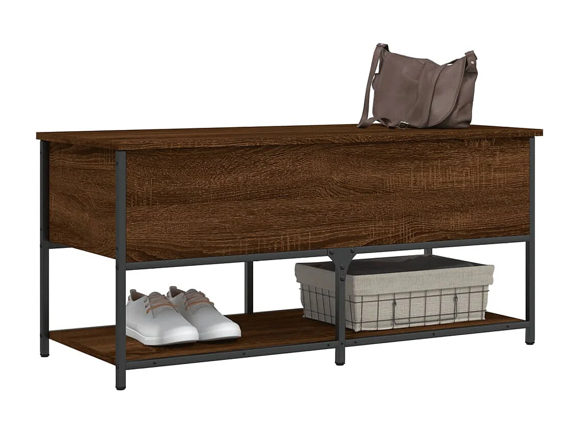 Banc de rangement chêne marron 100x42,5x47 cm bois d'ingénierie
