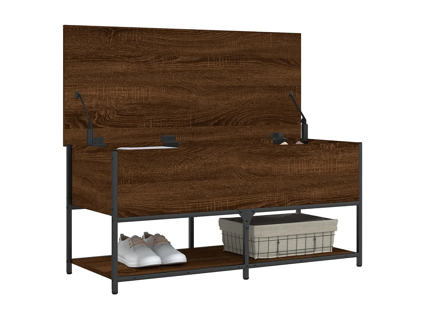 Banc de rangement chêne marron 100x42,5x47 cm bois d'ingénierie