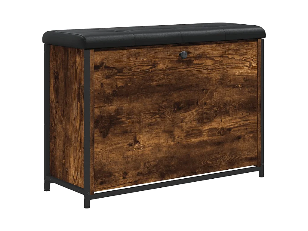 Schoenenbankje met klaplade 82x32x56 cm gerookt eikenkleurig