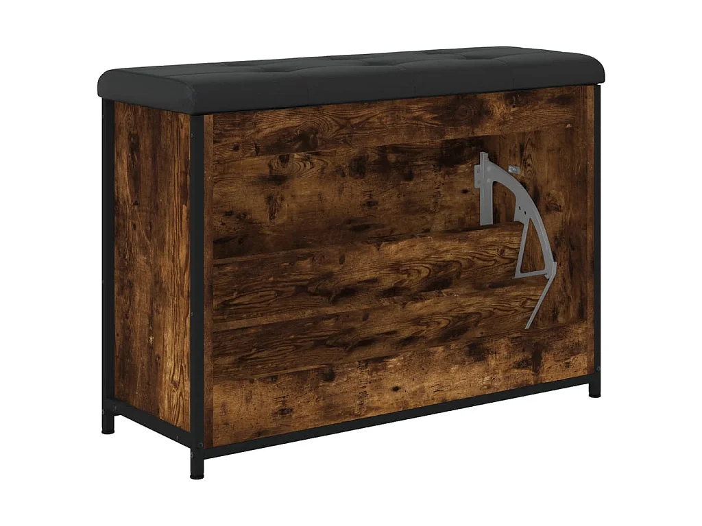 Schoenenbankje met klaplade 82x32x56 cm gerookt eikenkleurig