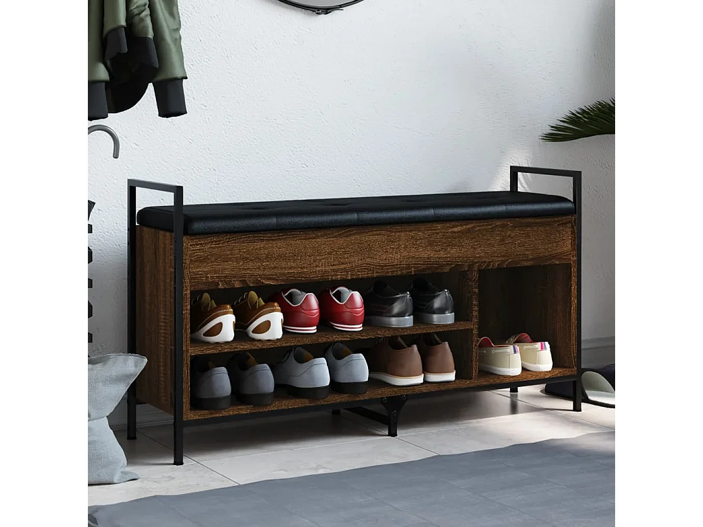 Banc à chaussures Chêne marron 105,5x32x57,5 cm Bois ingénierie
