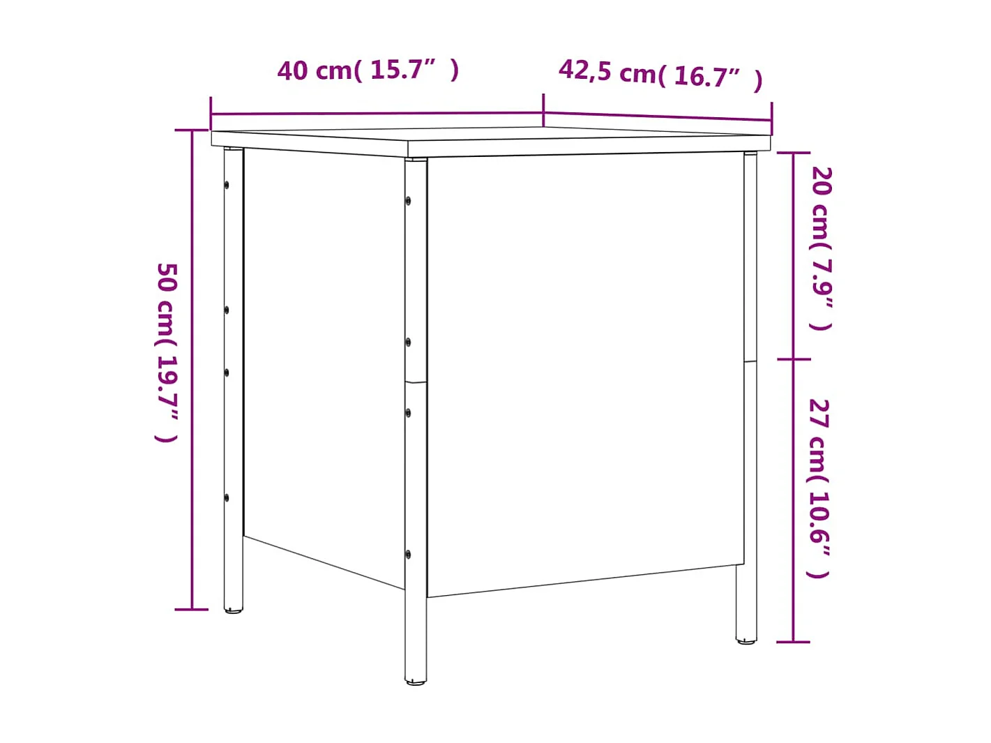 Banco con almacenaje madera de ingeniería negro 40x42,5x50 cm