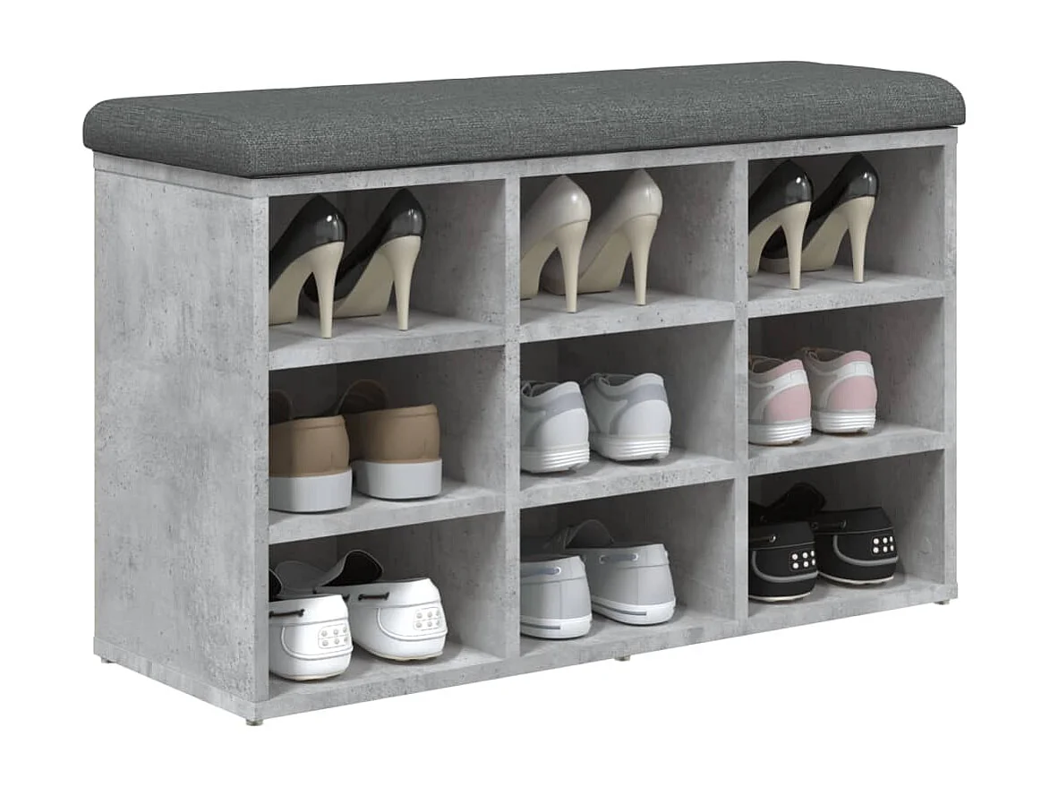 Schoenenbank 82x32x50 cm bewerkt hout betongrijs