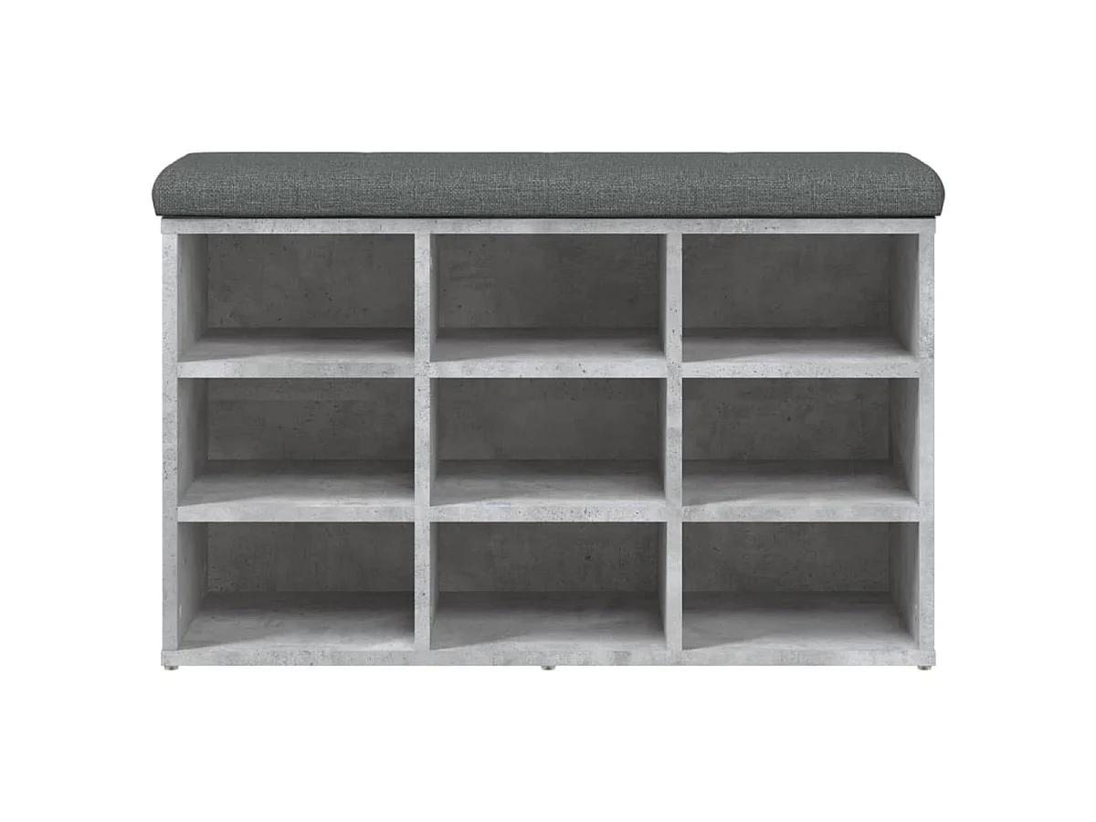 Banc à chaussures gris béton 82x32x50 cm bois d'ingénierie