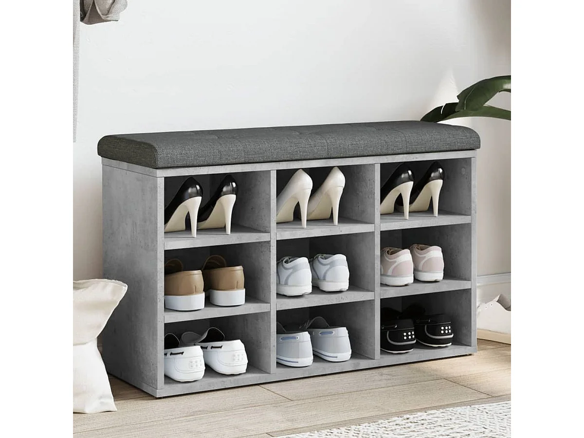 Schuhbank Betongrau 82x32x50 cm Holzwerkstoff