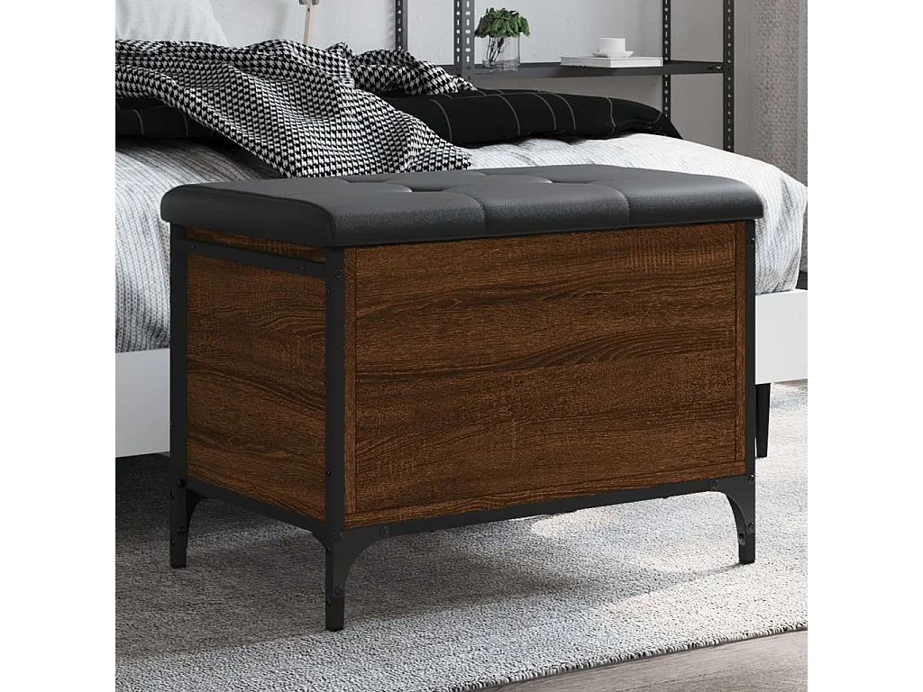 Banco arrumação 62x42x45 cm derivados madeira carvalho castanho