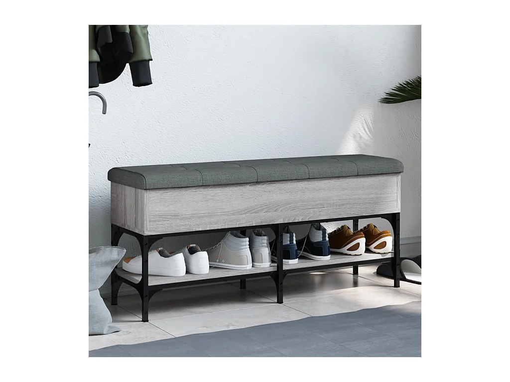 Panca Porta Scarpe Grigio Sonoma 102x32x45 cm Legno Multistrato
