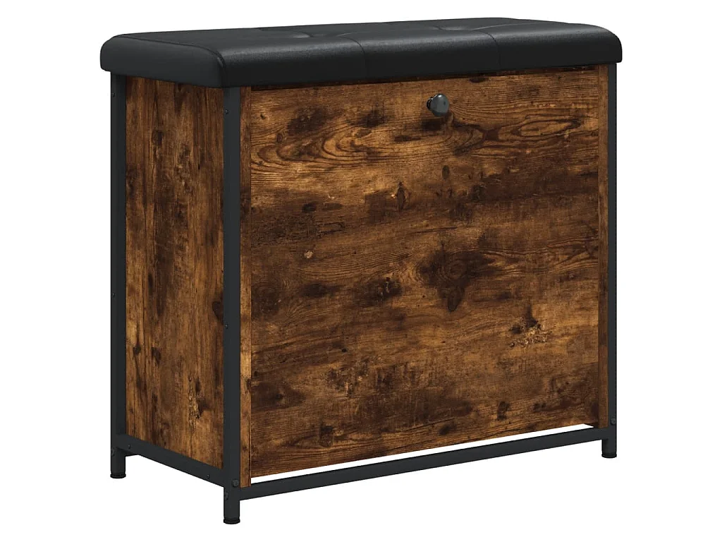 Banc à chaussures avec tiroir rabattable chêne fumé 62x32x56 cm