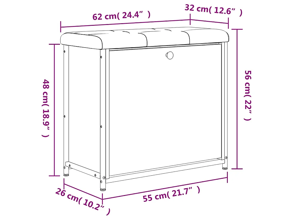 Banc à chaussures avec tiroir rabattable chêne fumé 62x32x56 cm