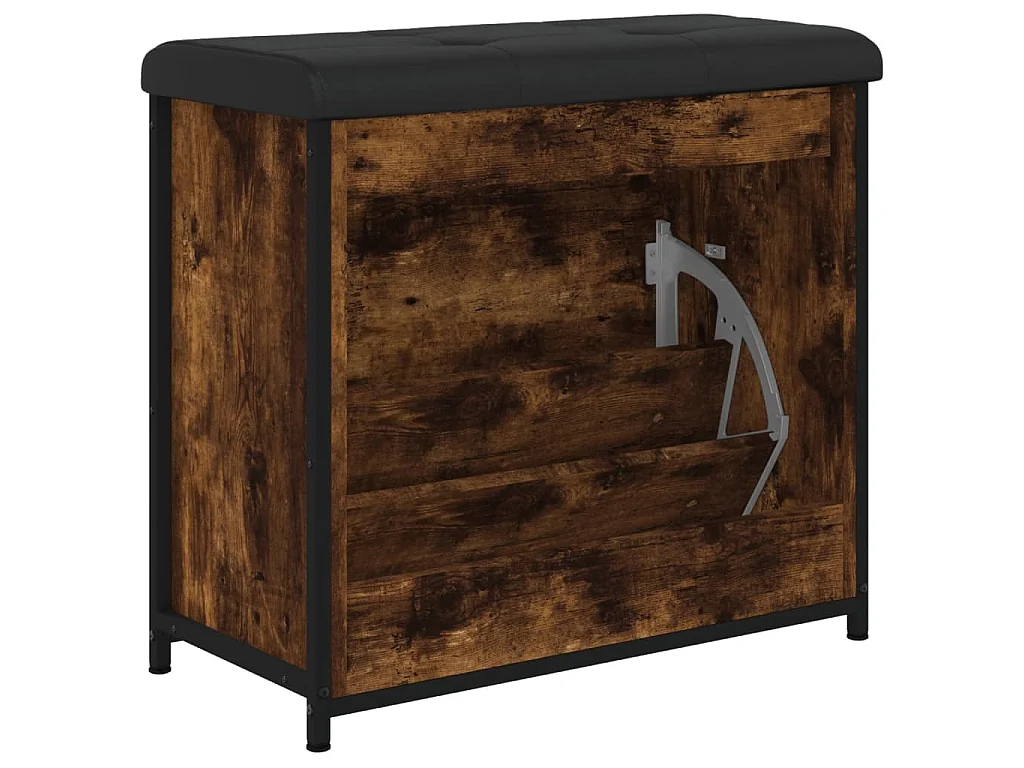 Banc à chaussures avec tiroir rabattable chêne fumé 62x32x56 cm