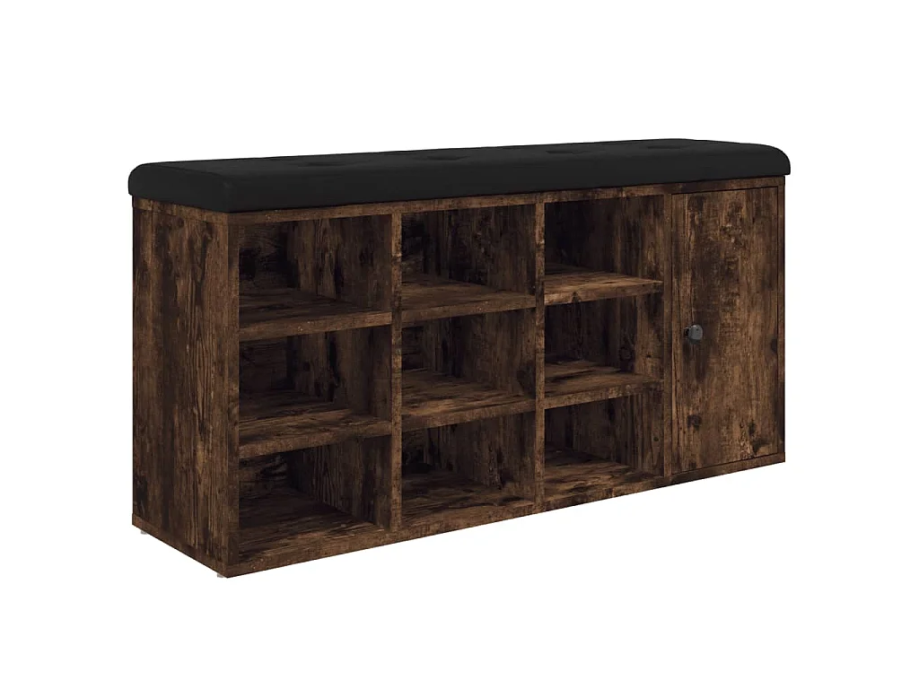 Banc à chaussures chêne fumé 102x32x50 cm bois d'ingénierie
