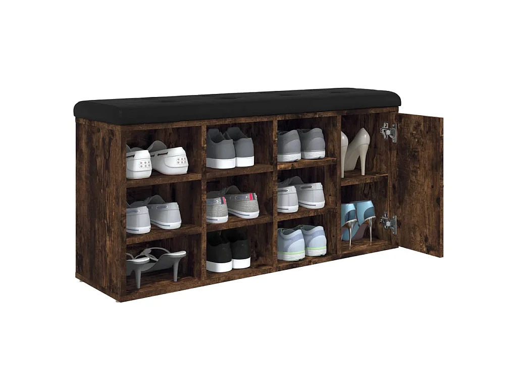 Banc à chaussures chêne fumé 102x32x50 cm bois d'ingénierie