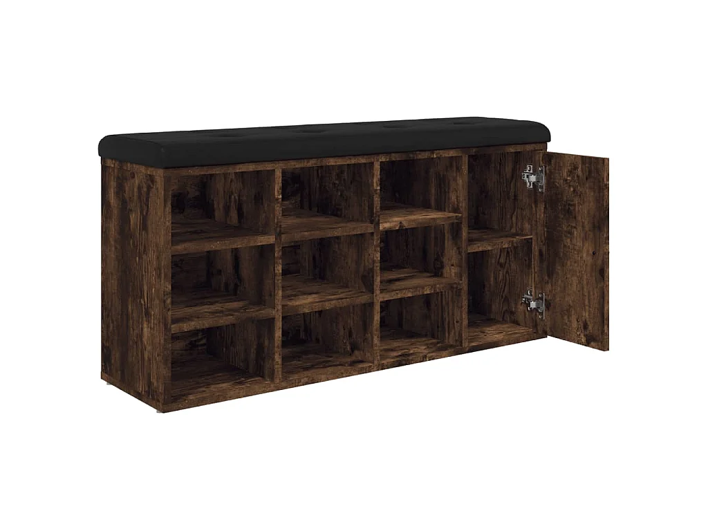 Banc à chaussures chêne fumé 102x32x50 cm bois d'ingénierie