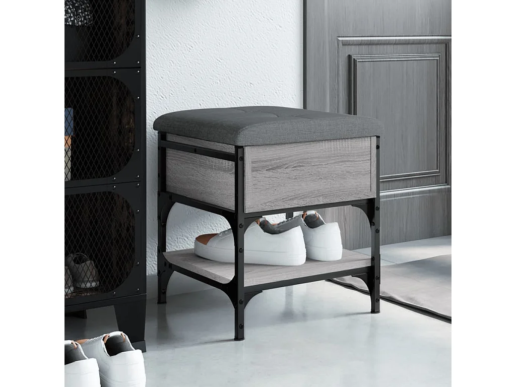 Schoenenbank 42x42x45 cm bewerkt hout grijs sonoma eikenkleurig