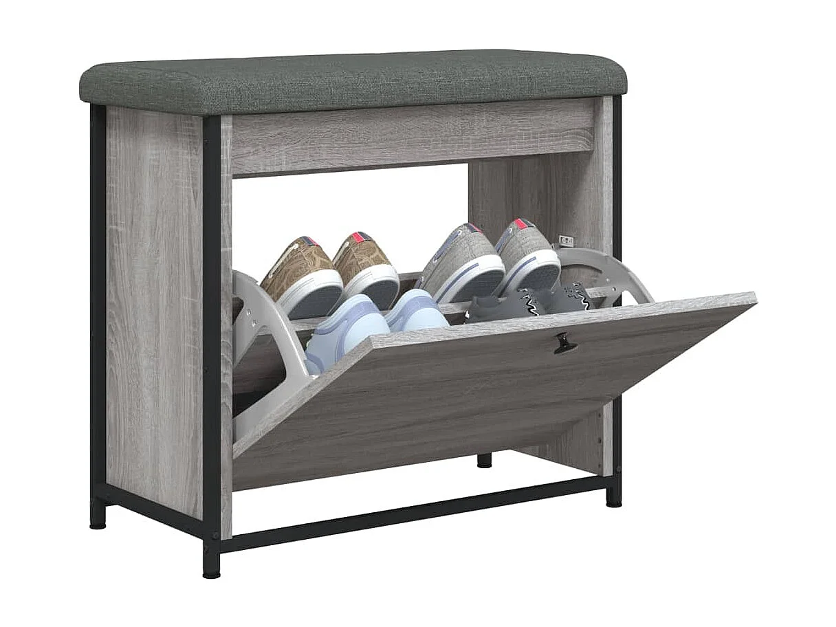 Schuhbank mit Klappe Grau Sonoma 62x32x56 cm