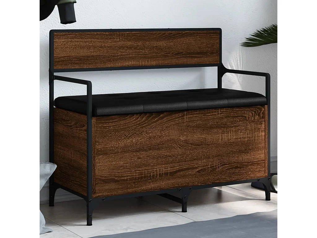 Banc de rangement chêne marron 85,5x42x73,5cm bois d'ingénierie