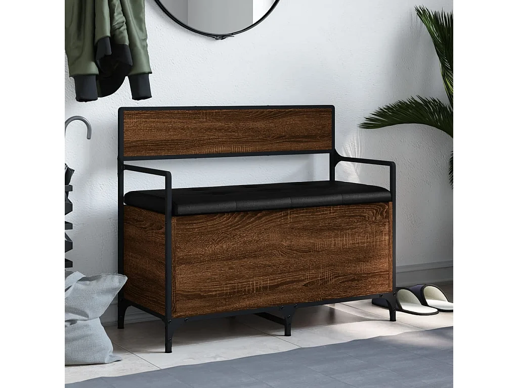Banc de rangement chêne marron 85,5x42x73,5cm bois d'ingénierie