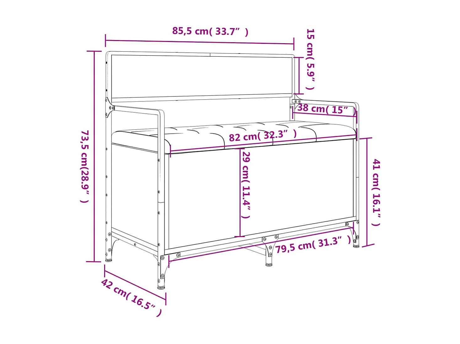 Banc de rangement chêne marron 85,5x42x73,5cm bois d'ingénierie
