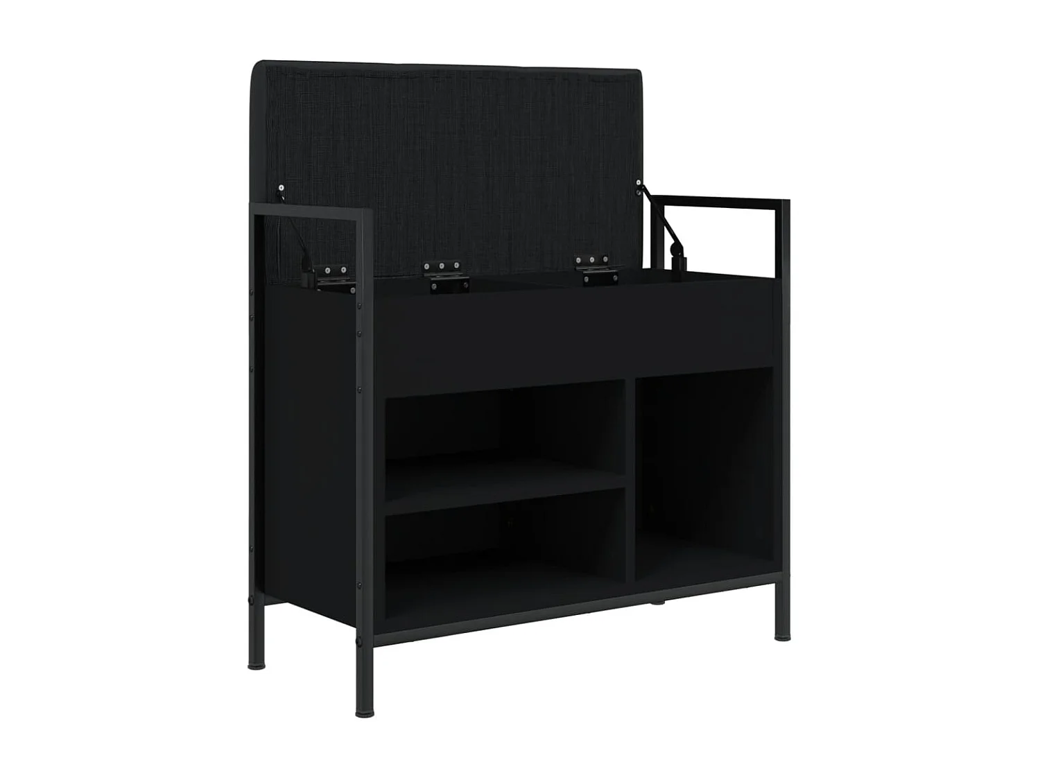 Banc à chaussures noir 65,5x32x57,5 cm bois d'ingénierie