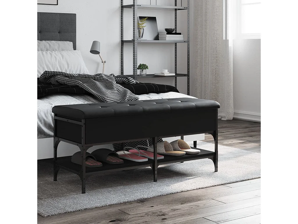 Schuhbank Schwarz 102x42x45 cm Holzwerkstoff